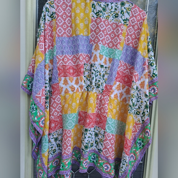 TOLANI COLLECTION WOMEN'S PRINTED OPEN FRONT WOVEN KIMONO MULTICOLOR SzM NWT! - Picture 7 of 7